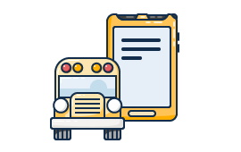 School bus with tablet
